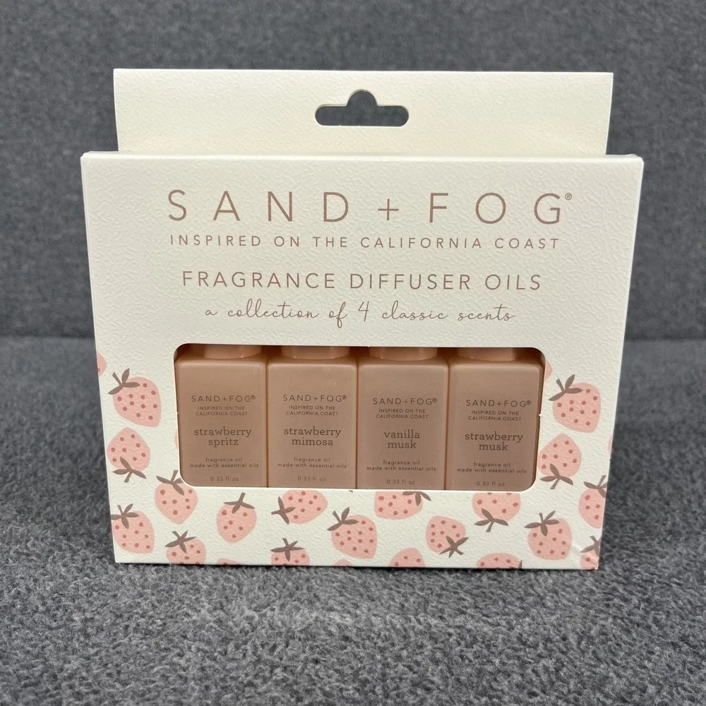SAND + FOG Strawberry & Vanilla Variety Fragrance Diffuser Oils Set‎ 4 Pack New